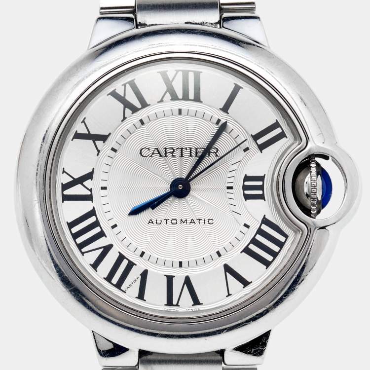 Pre Owned Cartier Silver Stainless Steel Ballon Bleu W6920071 Women's Wristwatch 33 mm