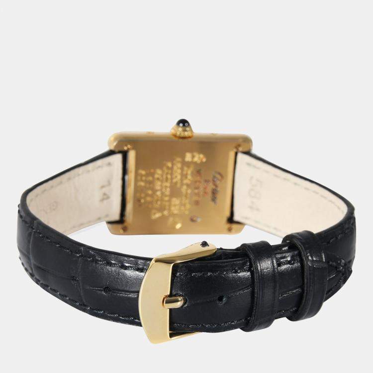 Pre Owned Cartier White Yellow Gold Plated Stainless Steel Must Tank Vermeil 160680 Women's Wristwatch 20.5 mm