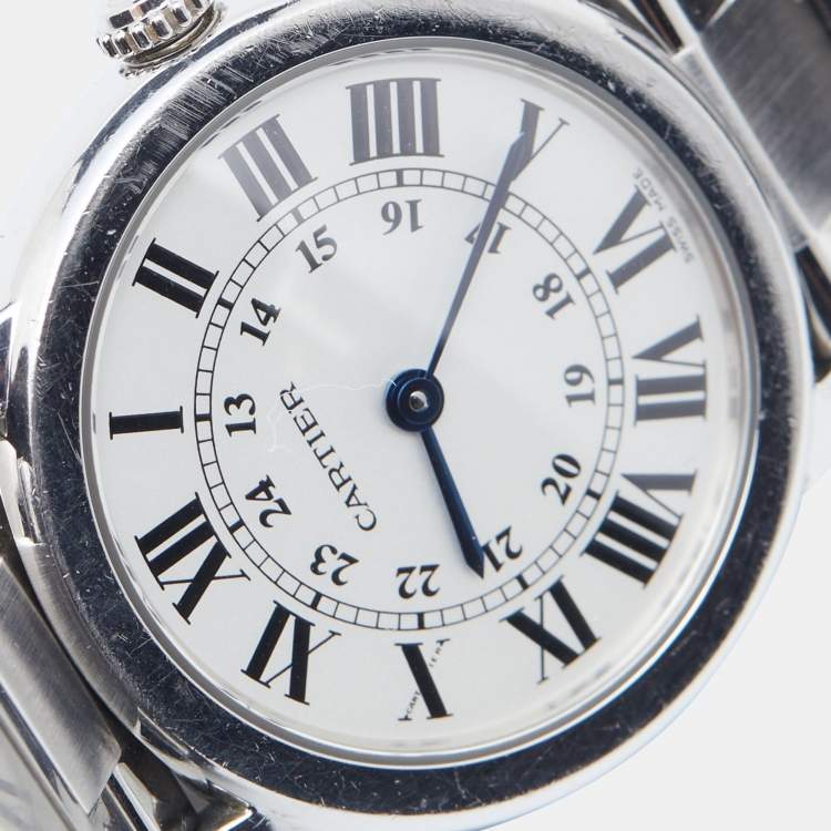 Pre Owned Cartier Silver Stainless Steel Ronde Solo De Cartier 3601 Women's Wristwatch 29 mm