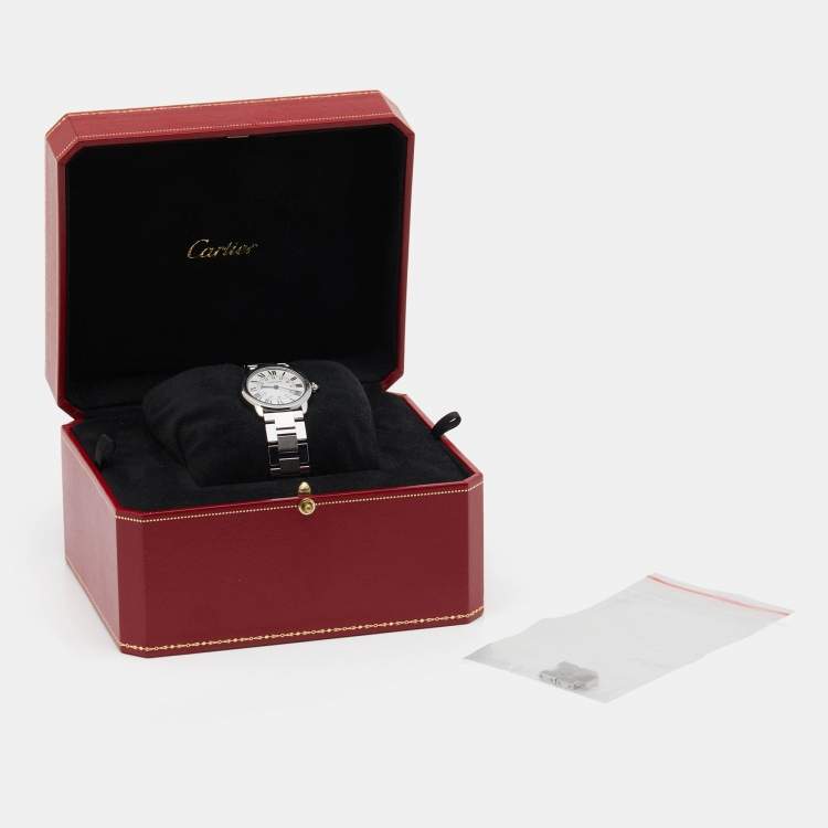Pre Owned Cartier Silver Stainless Steel Ronde Solo De Cartier 3601 Women's Wristwatch 29 mm
