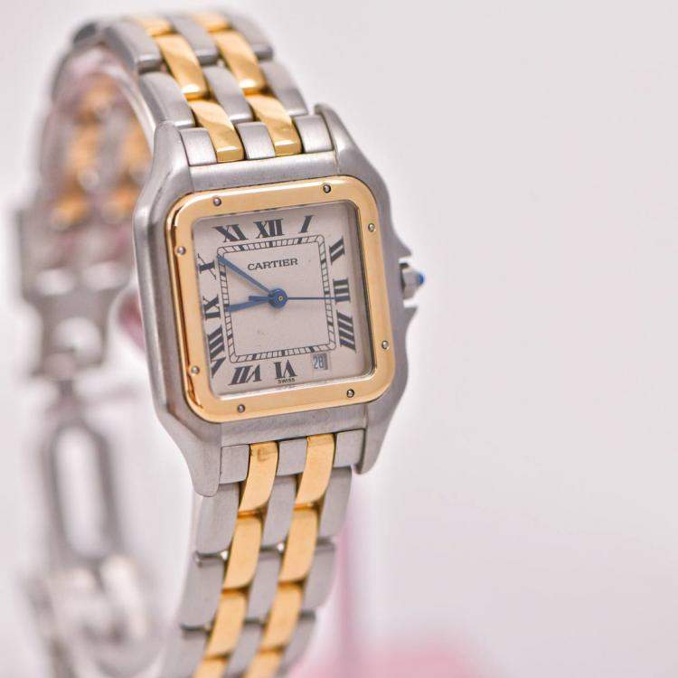 Pre Owned Cartier Panthère Medium Model Steel & Yellow Gold Watch W2PN0007