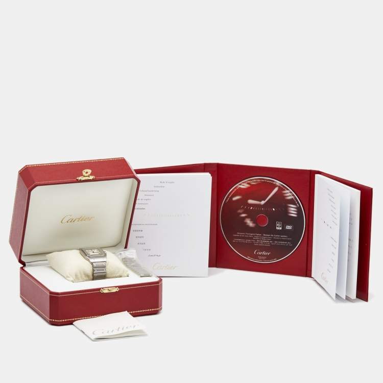 Pre Owned Cartier Silver Stainless Steel Santos Galbee W2006006 Women's Wristwatch 29 mm