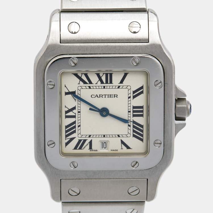 Pre Owned Cartier Silver Stainless Steel Santos Galbee W2006006 Women's Wristwatch 29 mm