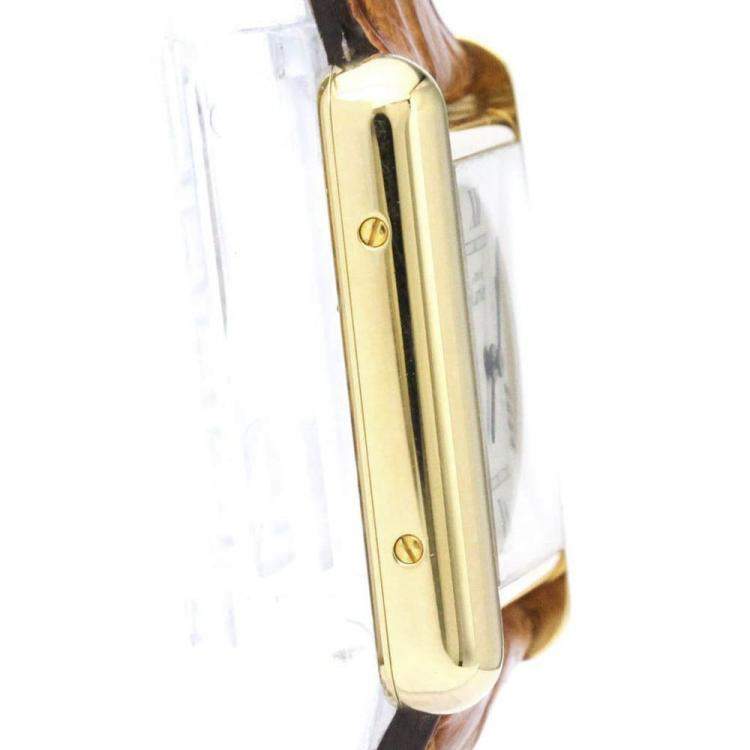 Pre Owned Cartier Silver Yellow Gold Plated Stainless Steel Vermeil Quartz Women's Wristwatch 23 mm