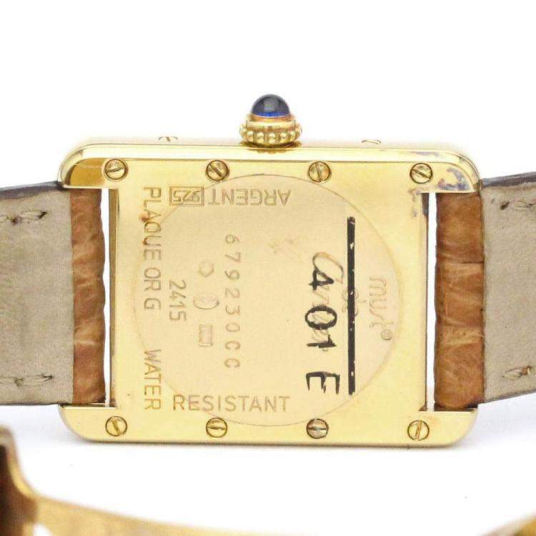 Pre Owned Cartier Silver Yellow Gold Plated Stainless Steel Vermeil Quartz Women's Wristwatch 23 mm