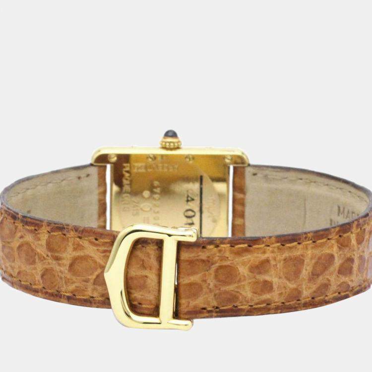 Pre Owned Cartier Silver Yellow Gold Plated Stainless Steel Vermeil Quartz Women's Wristwatch 23 mm
