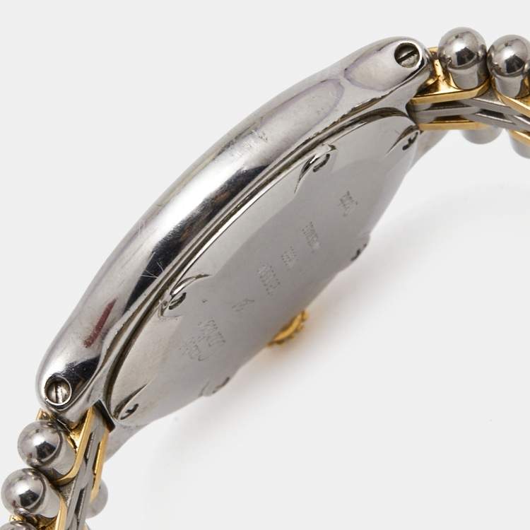 Pre Owned Cartier Cream 18k Yellow Gold Stainless Steel Must 21 Women's Wristwatch 28 mm 