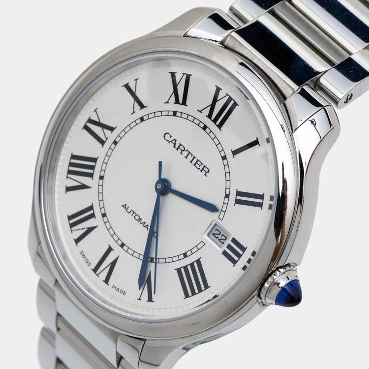 Pre Owned Cartier Silver Stainless Steel Ronde Must WSRN0035 Men's Wristwatch 40 mm 