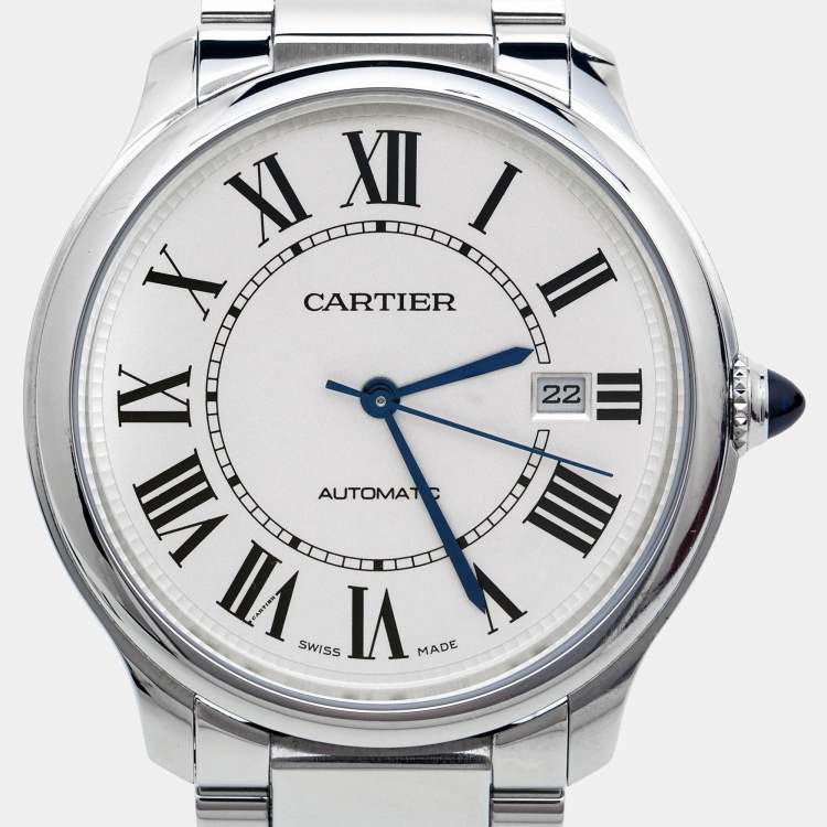 Pre Owned Cartier Silver Stainless Steel Ronde Must WSRN0035 Men's Wristwatch 40 mm 