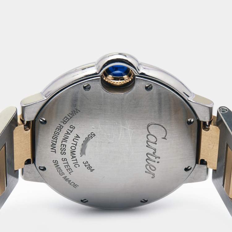 Pre Owned Cartier Pink Mother Of Pearl 18K Rose Gold Stainless Steel Ballon Bleu 3284 Women's Wristwatch 36 mm