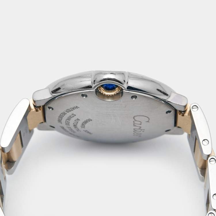 Pre Owned Cartier Pink Mother Of Pearl 18K Rose Gold Stainless Steel Ballon Bleu 3284 Women's Wristwatch 36 mm