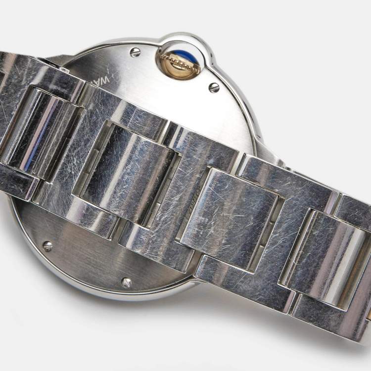 Pre Owned Cartier Pink Mother Of Pearl 18K Rose Gold Stainless Steel Ballon Bleu 3284 Women's Wristwatch 36 mm