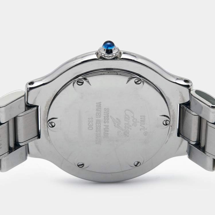 Pre Owned Cartier Silver Grey Stainless Steel Must De Cartier 21 1330 Women's Wristwatch 31 mm