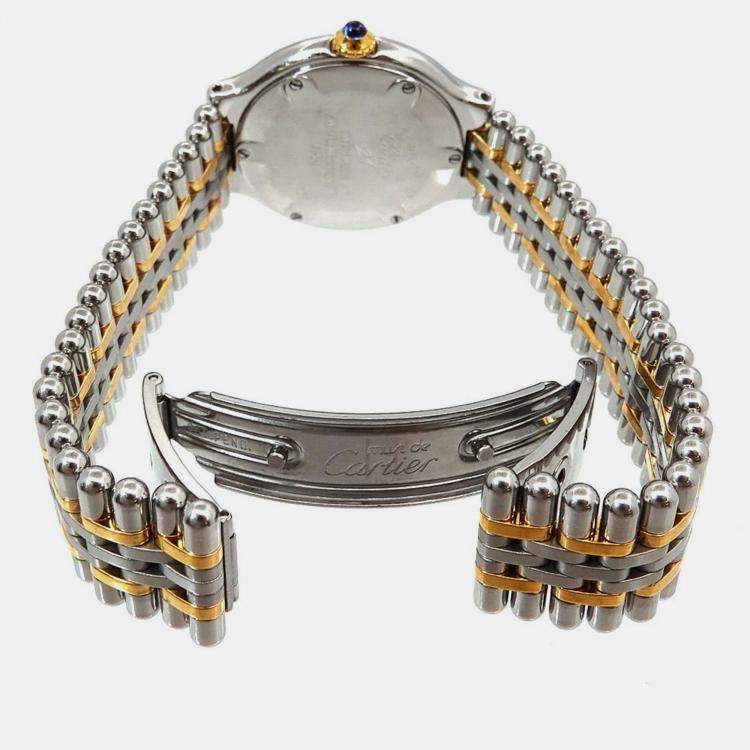 Pre Owned Cartier Silver Yellow Gold Plated Stainless Steel Must 21 Quartz Women's Wristwatch 28 mm