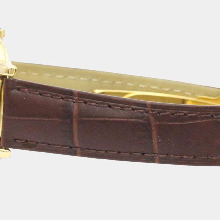 Pre Owned Cartier White Yellow Gold Plated Must de Cartier Women's Wristwatch 32 mm