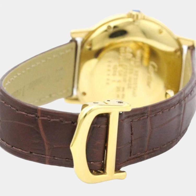 Pre Owned Cartier White Yellow Gold Plated Must de Cartier Women's Wristwatch 32 mm