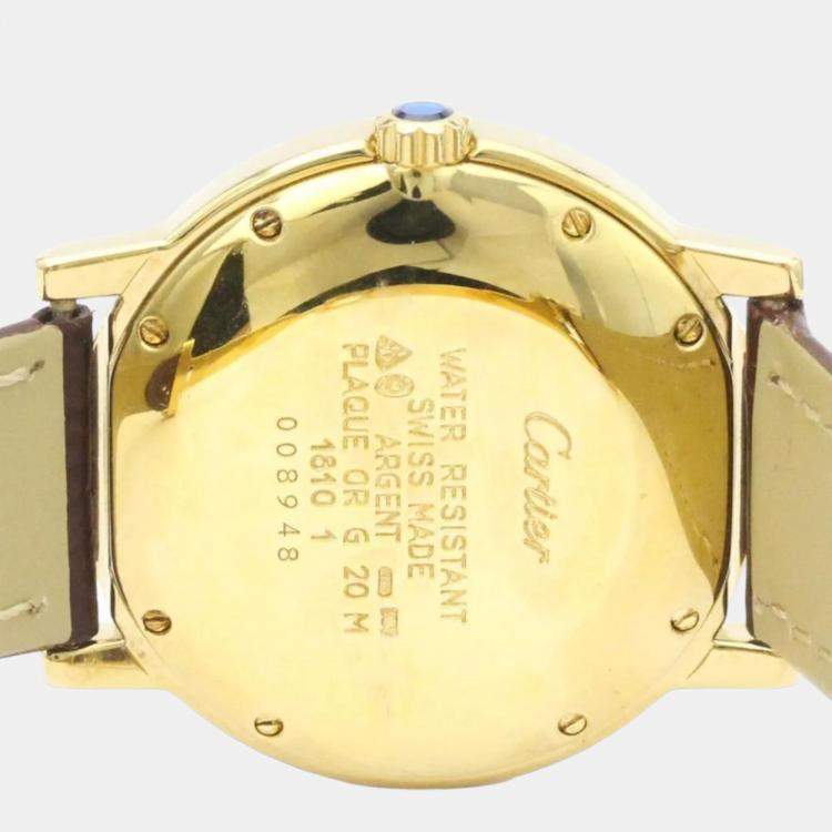 Pre Owned Cartier White Yellow Gold Plated Must de Cartier Women's Wristwatch 32 mm