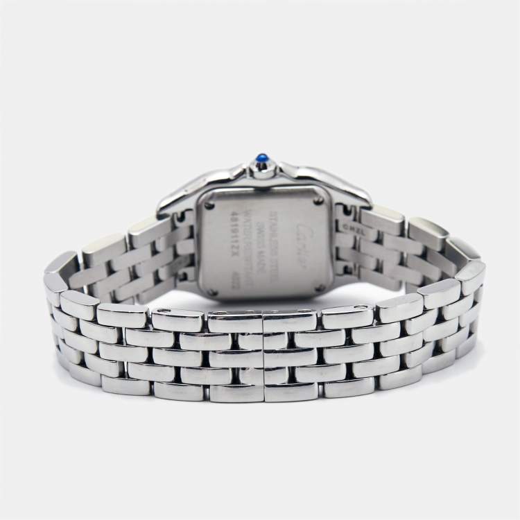 Pre Owned Cartier Silver Stainless Steel Diamond Panthere W4PN0007 Women's Wristwatch 22 mm