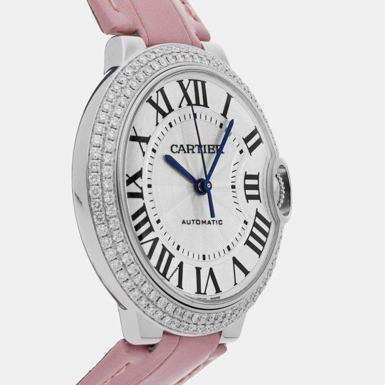 Pre Owned Cartier Ballon Bleu WE900651 Automatic Silver 18k White Gold Women’s Wristwatch 36mm