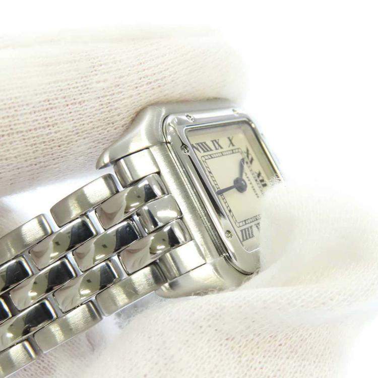 Pre Owned Cartier Silver Stainless Steel Panthere W25033P5 Quartz Women's Wristwatch 22 mm