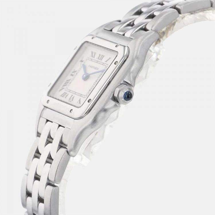 Pre Owned Cartier Silver Stainless Steel Panthere W25033P5 Quartz Women's Wristwatch 22 mm
