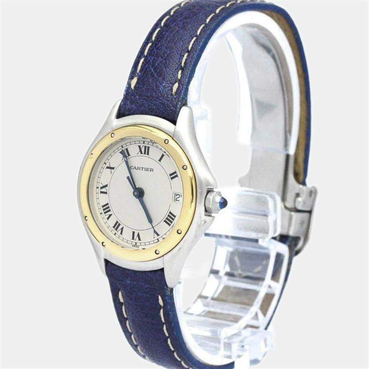 Pre Owned Cartier Silver 18k Yellow Gold And Stainless Steel Panthere Cougar Quartz Women's Wristwatch 26 mm