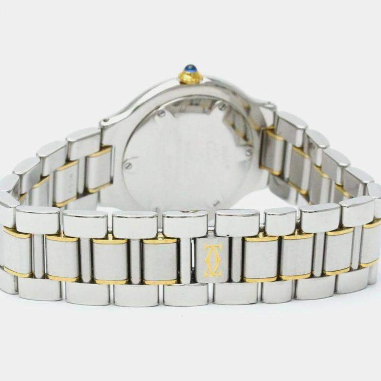 Pre Owned Cartier Silver Yellow Gold Plated Stainless Steel Must 21 W10072R6 Quartz Women's Wristwatch 31 mm