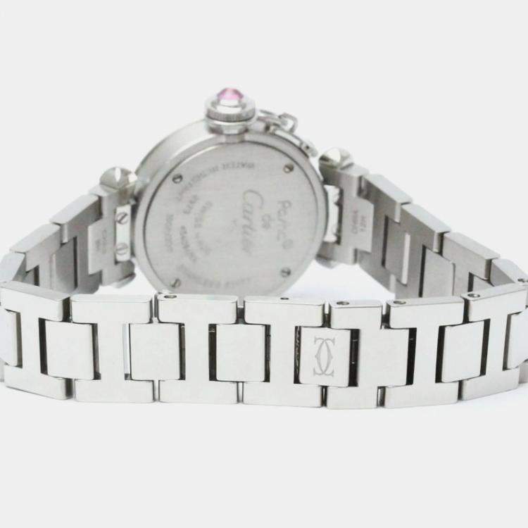 Pre Owned Cartier Pink Stainless Steel Miss Pasha W3140008 Quartz Women's Wristwatch 27 mm