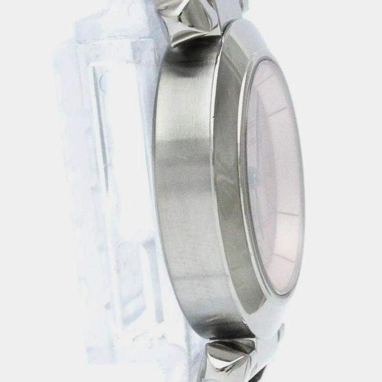 Pre Owned Cartier Pink Stainless Steel Miss Pasha W3140008 Quartz Women's Wristwatch 27 mm
