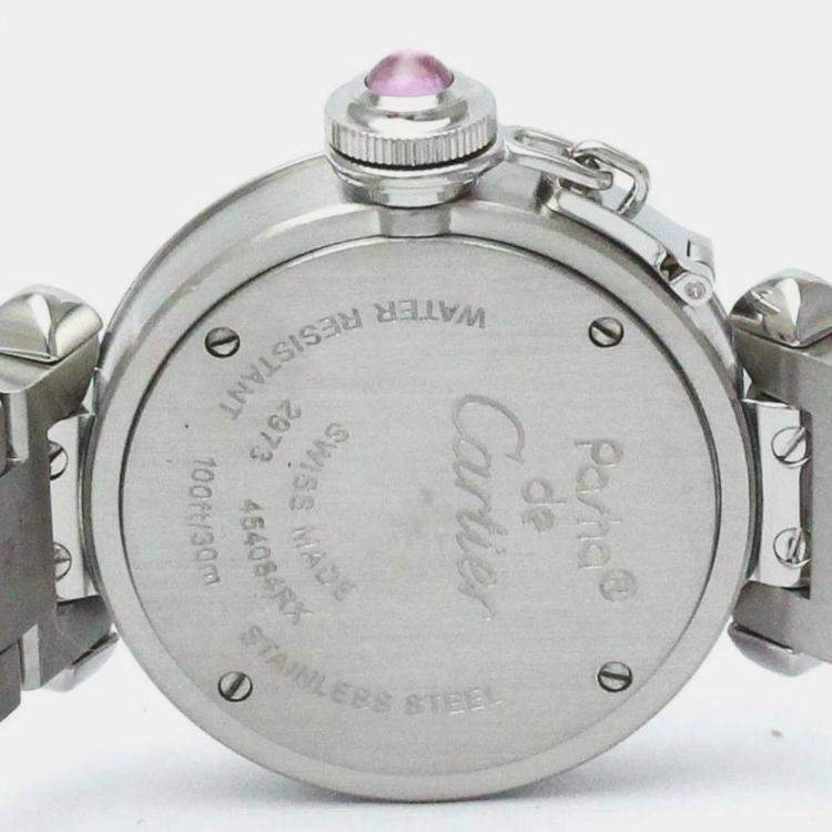 Pre Owned Cartier Pink Stainless Steel Miss Pasha W3140008 Quartz Women's Wristwatch 27 mm
