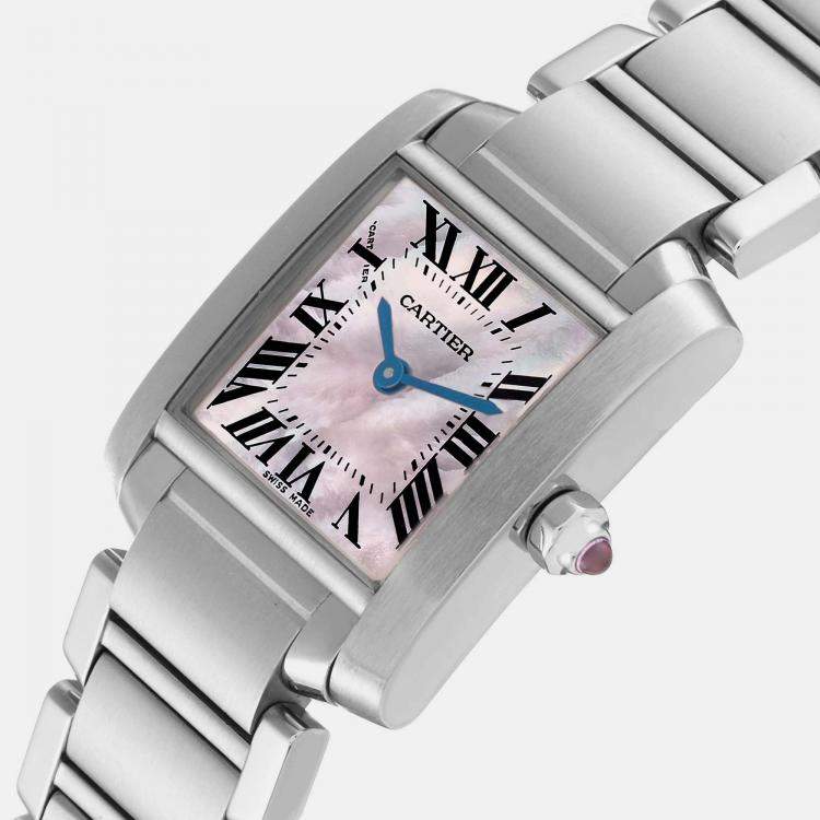 Cartier tank francaise hot sale pink mother of pearl