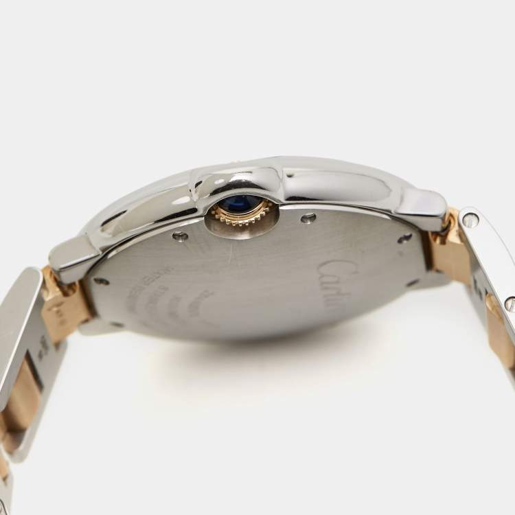 Pre Owned Cartier Silver 18K Yellow Gold Stainless Steel Ballon Bleu De Cartier 3284 Women's Wristwatch 36 mm