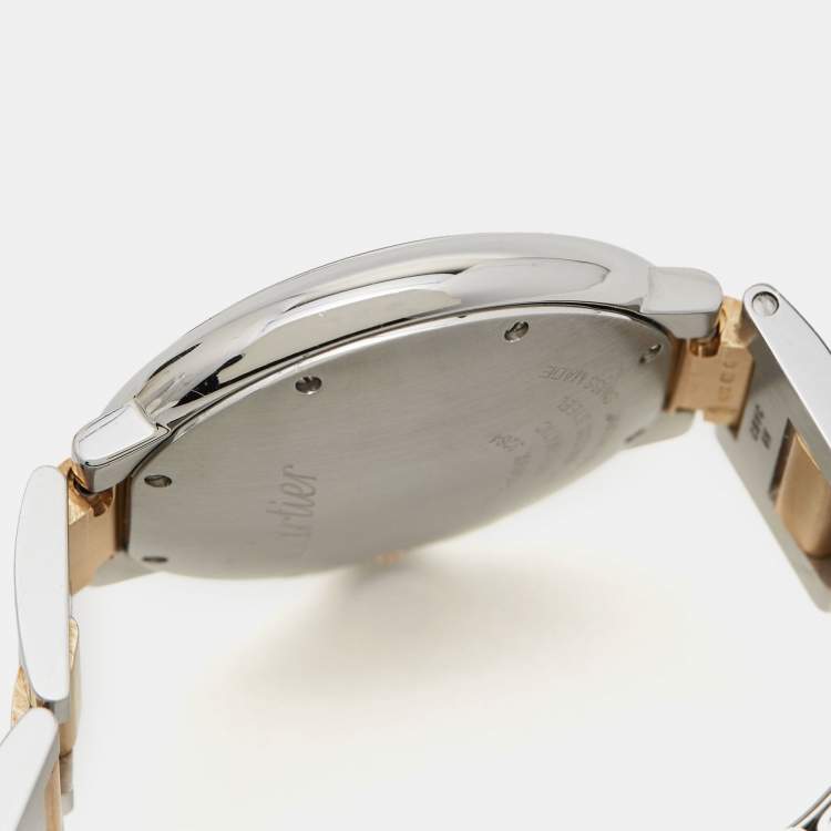 Pre Owned Cartier Silver 18K Yellow Gold Stainless Steel Ballon Bleu De Cartier 3284 Women's Wristwatch 36 mm
