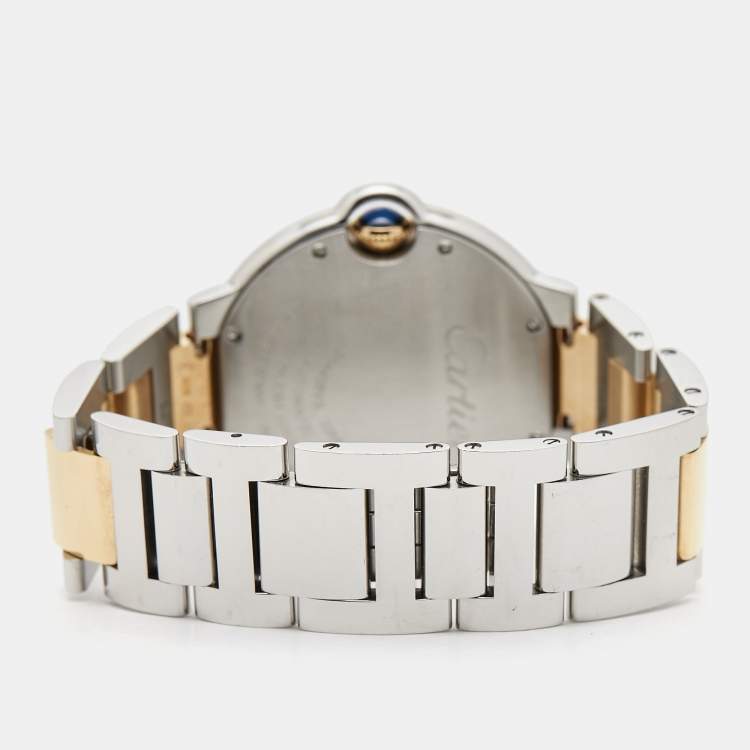 Pre Owned Cartier Silver 18K Yellow Gold Stainless Steel Ballon Bleu De Cartier 3284 Women's Wristwatch 36 mm