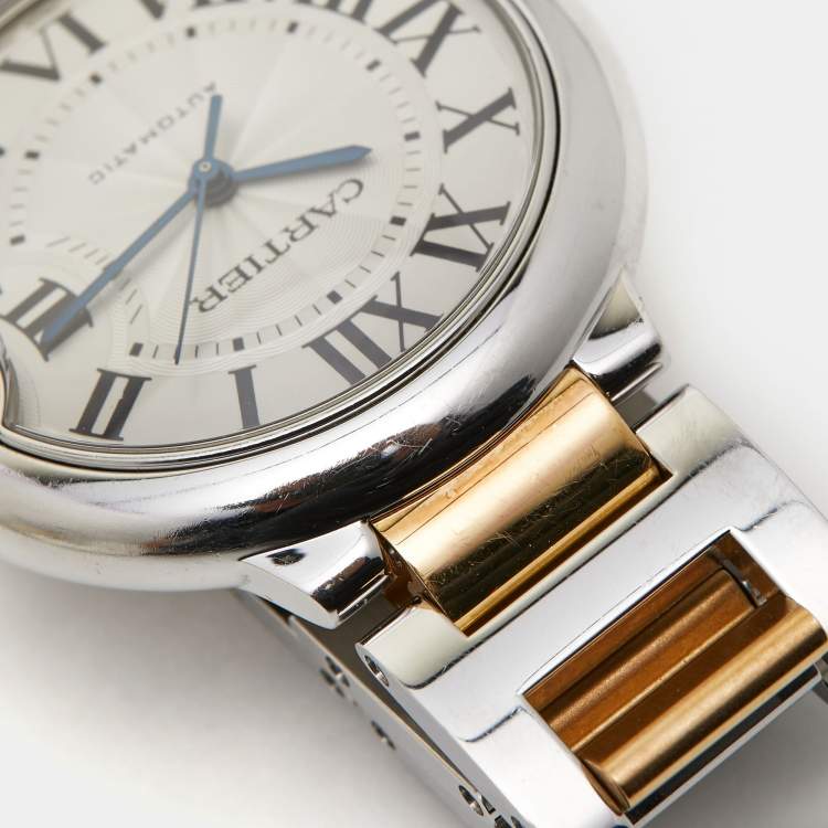 Pre Owned Cartier Silver 18K Yellow Gold Stainless Steel Ballon Bleu De Cartier 3284 Women's Wristwatch 36 mm