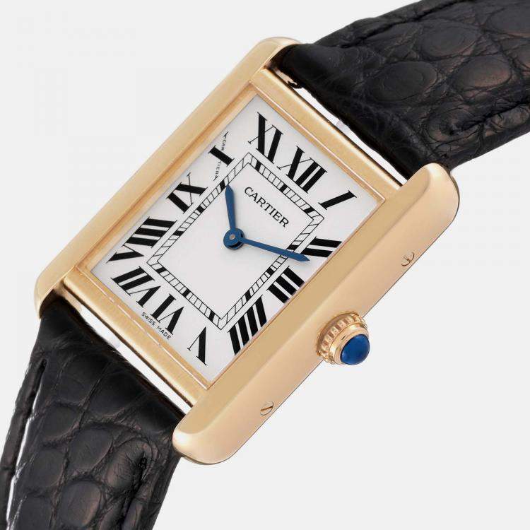 Cartier Tank Solo Yellow Gold Steel Silver Dial Ladies Watch