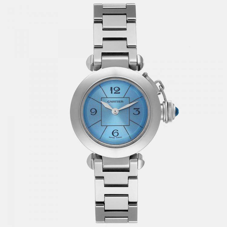 Cartier Miss Pasha 1st Anniversary Blue Dial Steel Ladies Watch