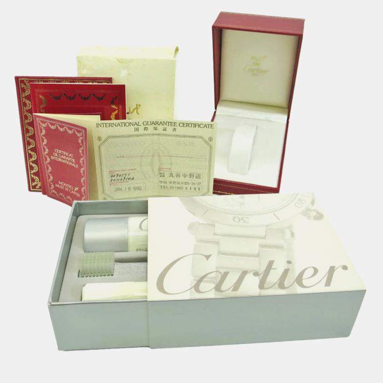 Pre Owned Cartier Silver 18k Yellow Gold Plated Stainless Steel Must 21 W10050F4 Women's Wristwatch 30 mm