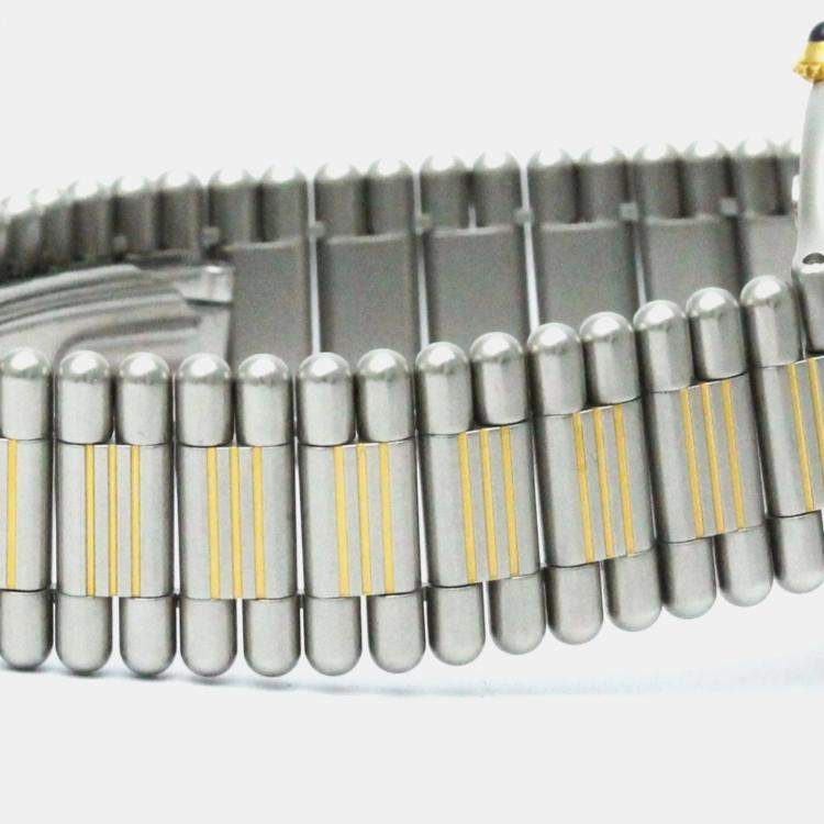 Pre Owned Cartier Silver 18k Yellow Gold Plated Stainless Steel Must 21 W10050F4 Women's Wristwatch 30 mm