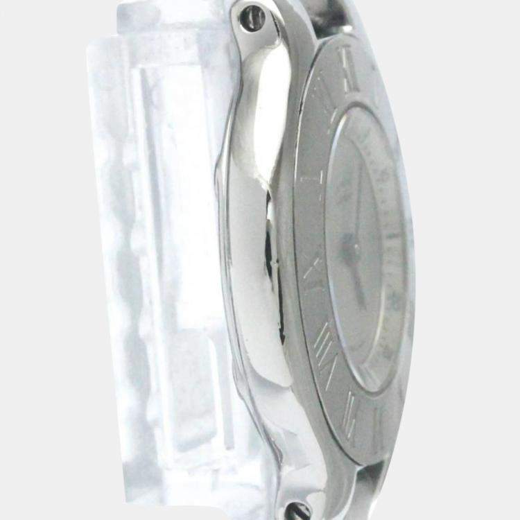 Pre Owned Cartier Silver Stainless Steel Must 21 de Cartier W10109T2 Quartz Women's Wristwatch 28 mm