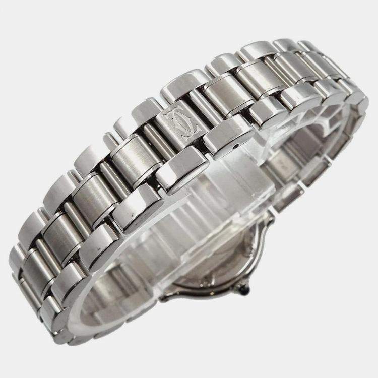 Pre Owned Cartier Silver Stainless Steel Must 21 de Cartier W10109T2 Quartz Women's Wristwatch 28 mm