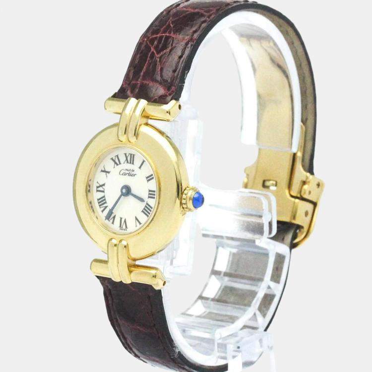 Pre Owned Cartier Ivory Gold Plated Must de Cartier Colisee BF569416 Women's Wristwatch 24mm