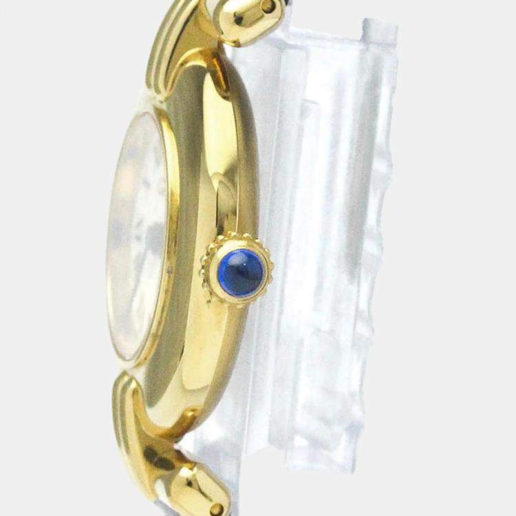 Pre Owned Cartier Ivory Gold Plated Must de Cartier Colisee BF569416 Women's Wristwatch 24mm