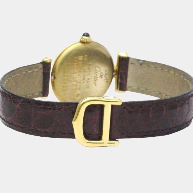 Pre Owned Cartier Ivory Gold Plated Must de Cartier Colisee BF569416 Women's Wristwatch 24mm
