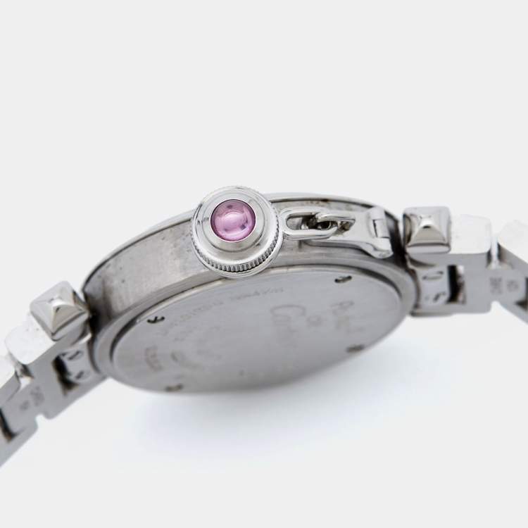 Pre Owned Cartier Pink Stainless Steel Miss Pasha W3140008 Women's Wristwatch 27 mm