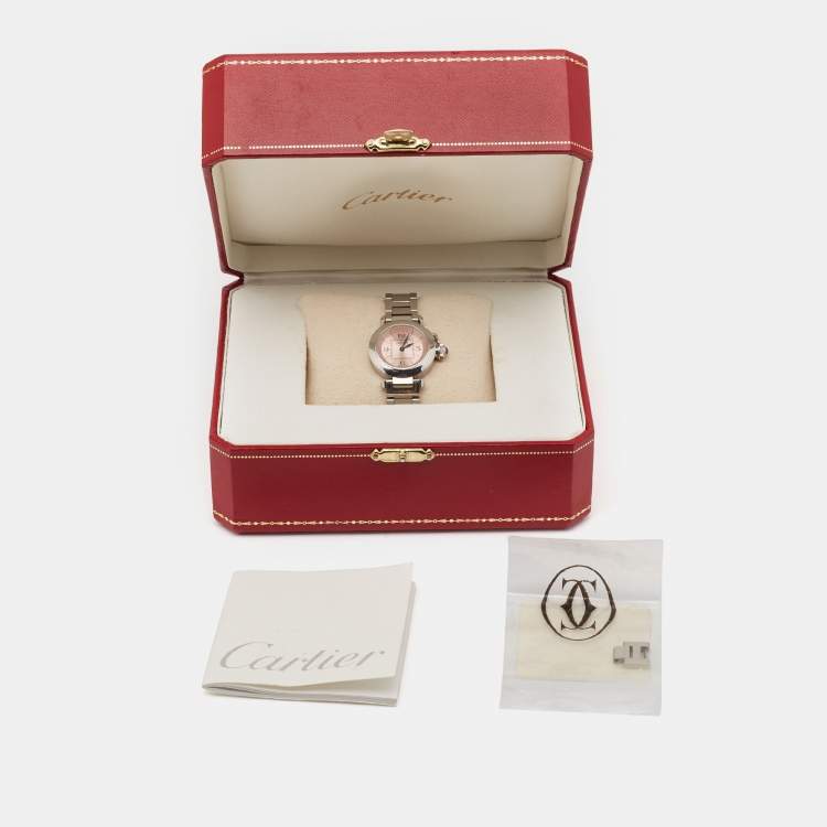 Pre Owned Cartier Pink Stainless Steel Miss Pasha W3140008 Women's Wristwatch 27 mm