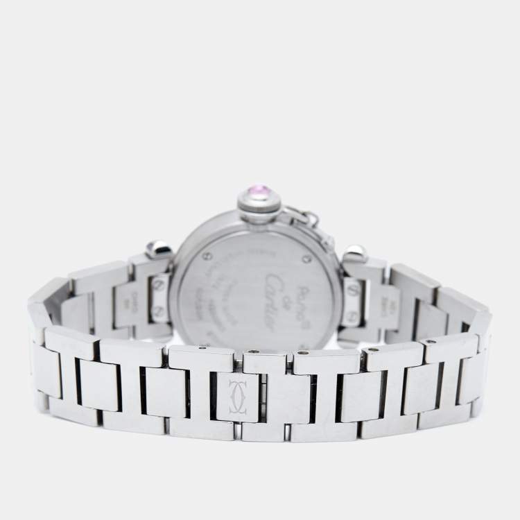 Pre Owned Cartier Pink Stainless Steel Miss Pasha W3140008 Women's Wristwatch 27 mm