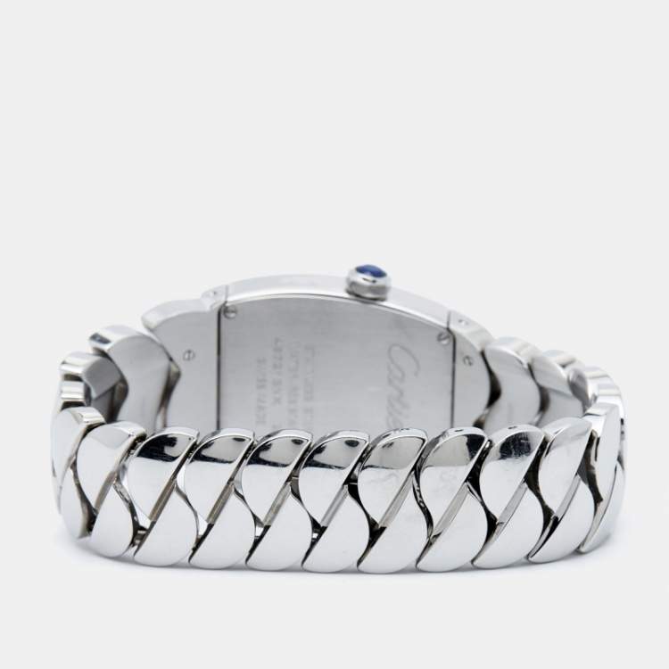 Pre Owned Cartier Silver Stainless Steel Diamond La Dona W660022I Women's Wristwatch 28 mm