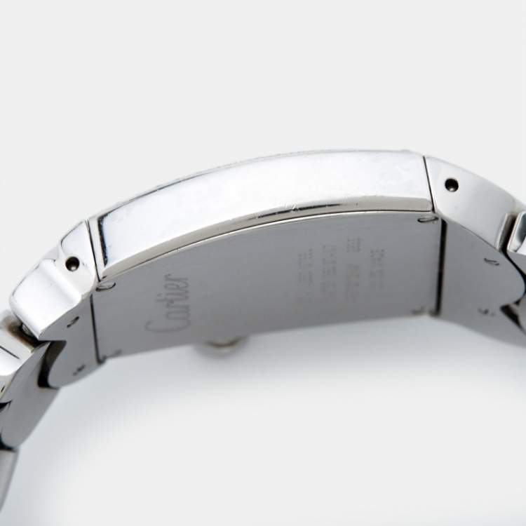 Pre Owned Cartier Silver Stainless Steel Diamond La Dona W660022I Women's Wristwatch 28 mm