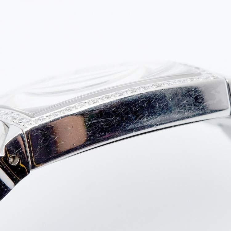 Pre Owned Cartier Silver Stainless Steel Diamond La Dona W660022I Women's Wristwatch 28 mm